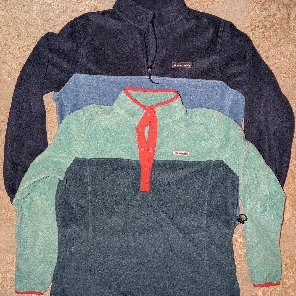 Columbia Fleece Pullover Set - Navy and Teal